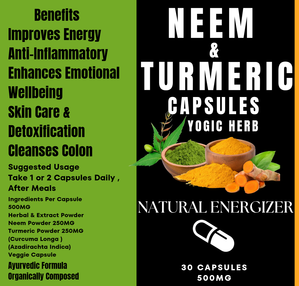 Neem & Turmeric Capsules - Natural Engizer